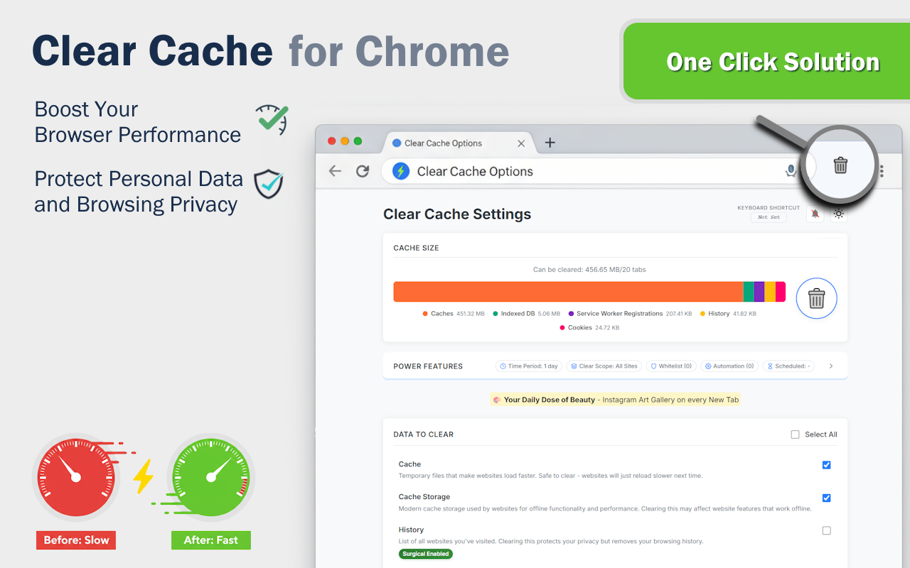 Clear Cache Chrome running on Chromebook with Current Site scope clearing one web app