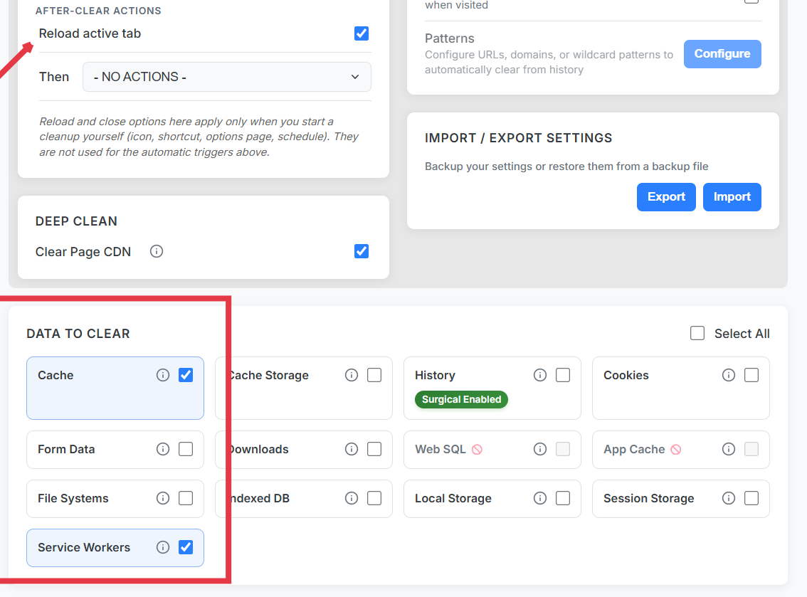 Mac keyboard shortcut Cmd+Q configuration for Chrome cache clearing preset